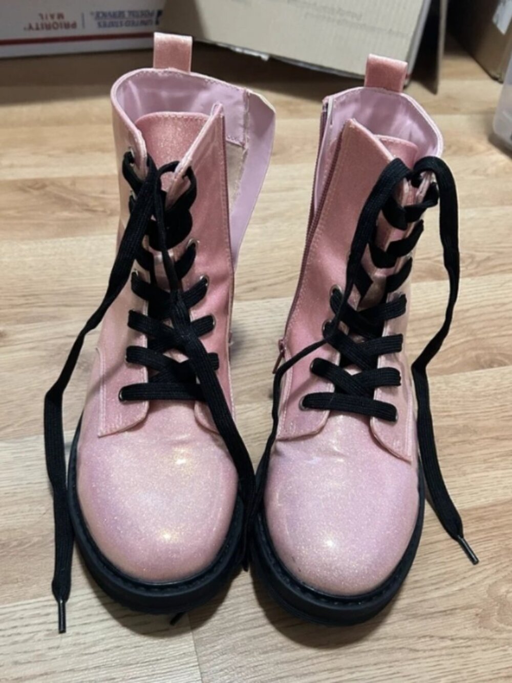 Therabouts Pink & Black Glitter Boots Size 5M